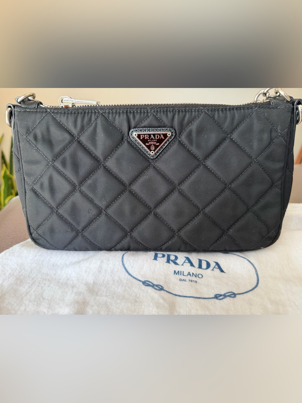 Prada 1BH026 Black Quilted Nylon Mini Shoulder Bag. - Picture 3 of 15
